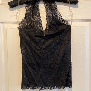 Black lace halter top